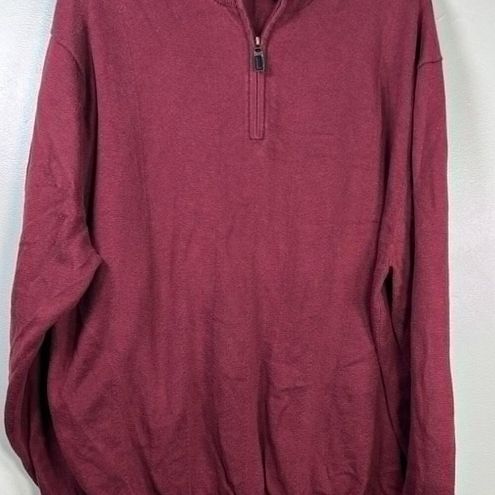 Mens Joseph A Banks Traveler 1/4 Zip Pullover Sweater Maroon Burgundy 2XL Casual